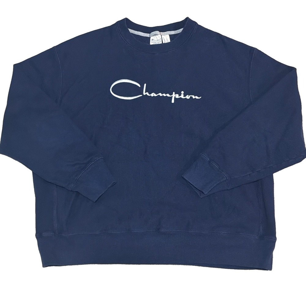 Champion Reverse Weave Adult XL Crewneck Sweatshirt Navy Blue Mens Y2K VTG
